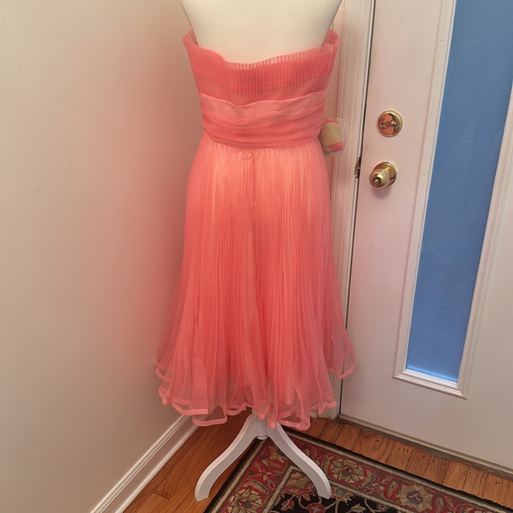 NWT Vtg Betsey Johnson Pink Coral Strapless Pleated Sundress - Picture 2 of 5